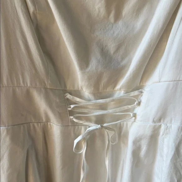 Torrid 4X New w Tag White Midi Poplin Shirred Bodice Fit N' Flare Dress - Picture 4 of 12